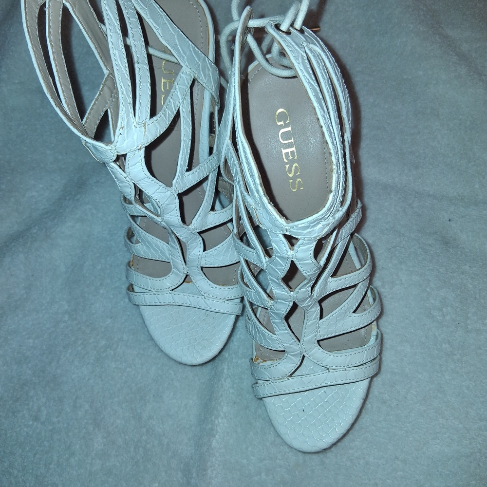 GUESS Women's Strappy White Sandals